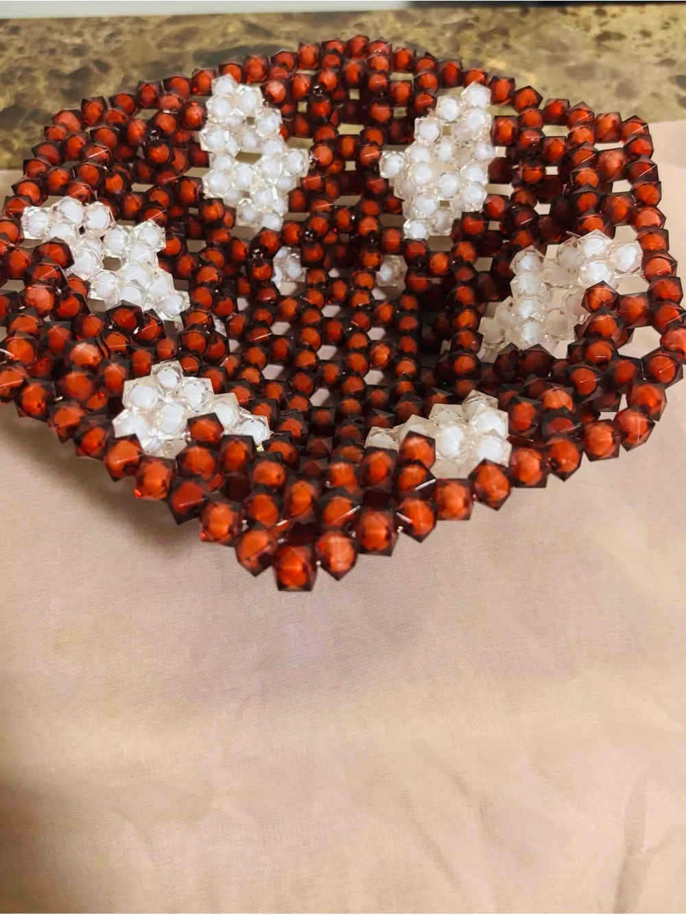 Handmade beaded basket